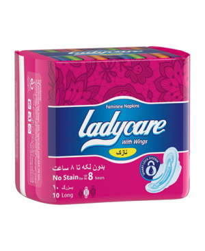 نوار بهداشتی بالدار نازک ایرلید لیدی کر Ladycare بسته 10 عددی