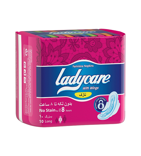 نوار بهداشتی بالدار نازک ایرلید لیدی کر Ladycare بسته 10 عددی